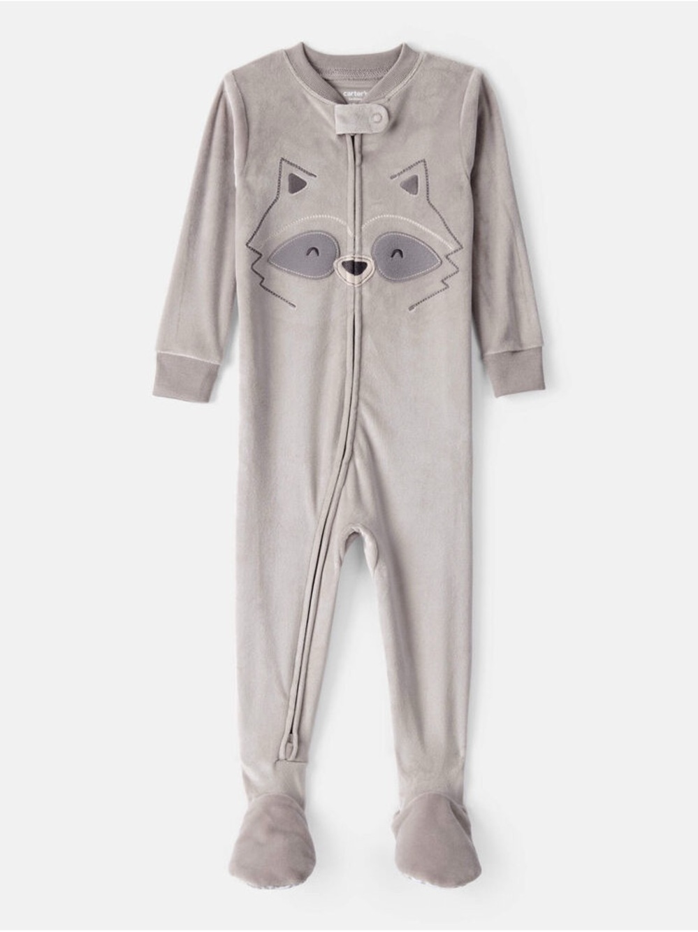 🆕 Carter's Light Gray Raccoon Footed One-Piece Pajama